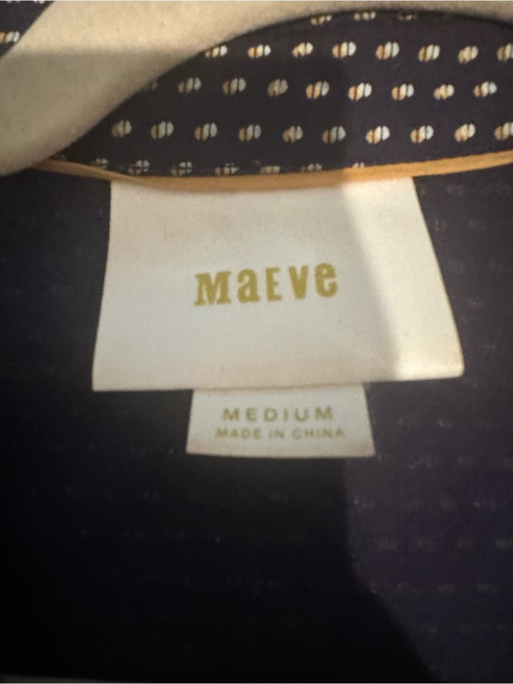 Anthropologie Maeve Navy and Dot Tunic length Button-down classic flattering SzM - Picture 6 of 6